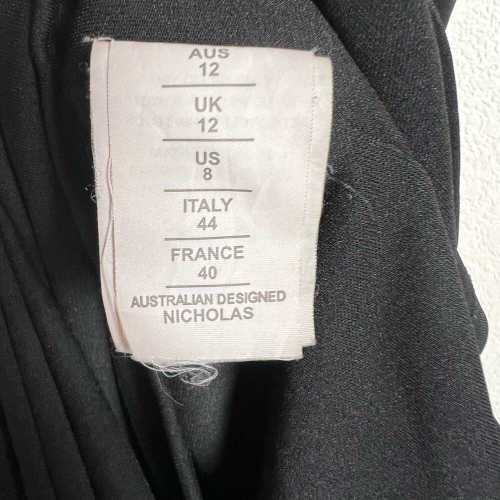 Nicholas Prisha Black One Shoulder Cut Out Slit Maxi Gown Size 8 - Picture 12 of 13